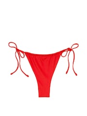 Victoria's Secret Flame Rib Red Tie Side High Leg Bikini Bottom - Image 3 of 4