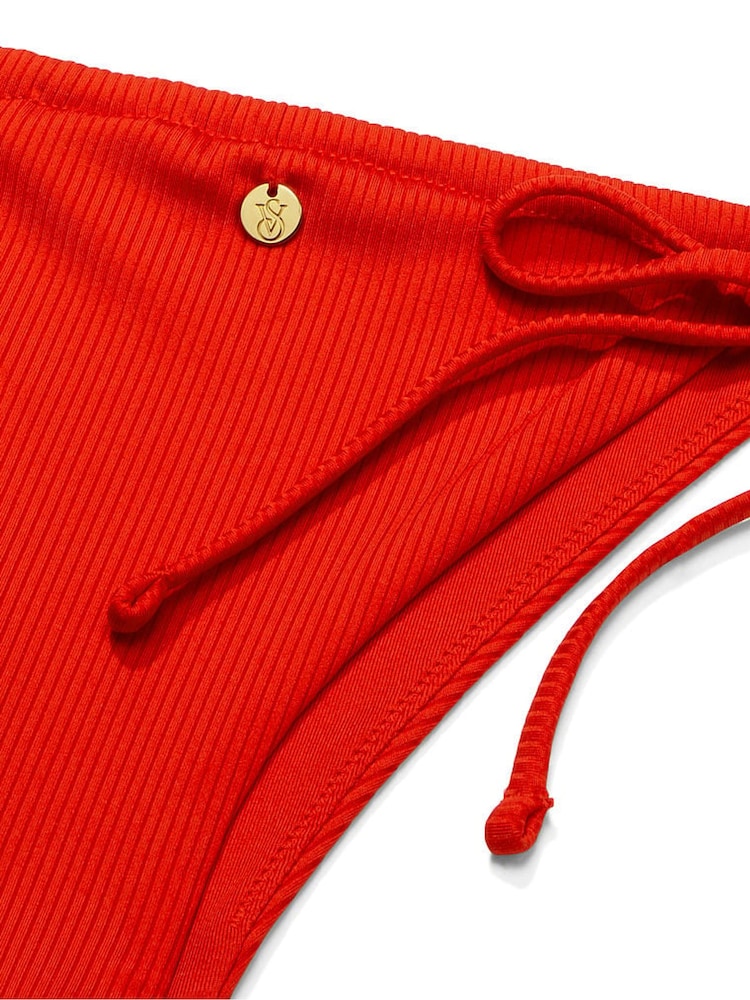 Victoria's Secret Flame Rib Red Tie Side High Leg Bikini Bottom - Image 4 of 4 Victoria's Secret Flame Rib Red Tie Side High Leg Bikini Bottom - Image 4 of 4