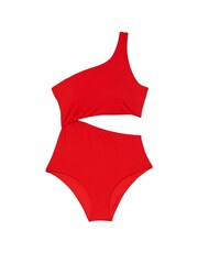 Victoria's Secret Flame Rib Red One Shoulder Swimsuit - Image 3 of 3