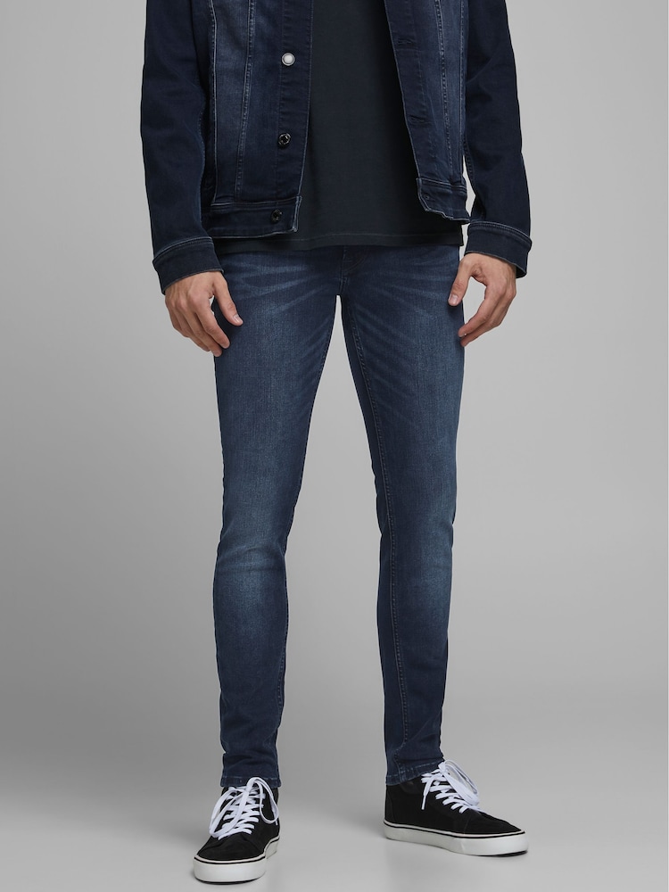 Jack & Jones Dark Blue Liam 5 Pocket Skinny Jeans - Image 1 of 5