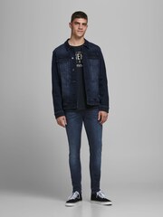 Jack & Jones Dark Blue Liam 5 Pocket Skinny Jeans - Image 3 of 5