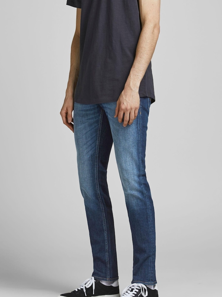 JACK & JONES Blue Denim Glen Slim Tapered Jeans - Image 1 of 5