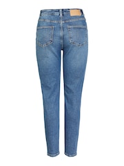 PIECES Blue Distressed High Waisted Mom Jean - Image 5 of 6