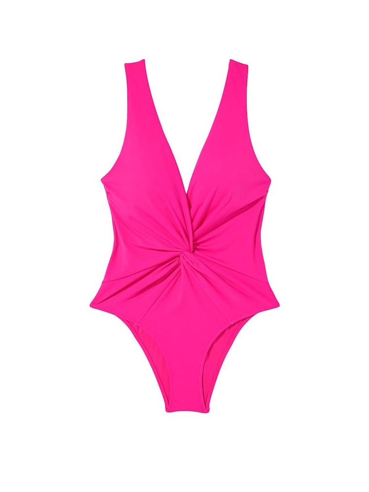 Victoria's Secret Forever Pink V Neck Plunge Open Back Swimsuit - Image 3 of 3