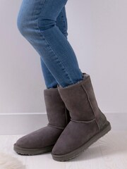 Just Sheepskin Grey Ladies Short Classic Sheepskin Boots - Image 1 of 5