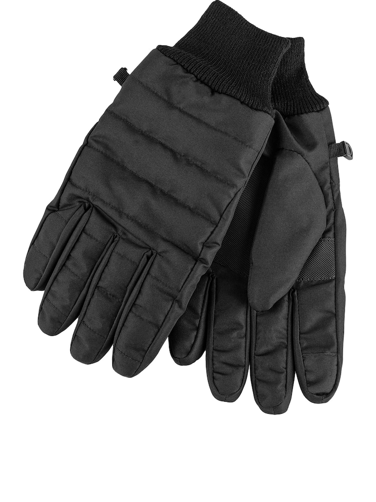 Totes Black Isotoner Mens Water Repellent Padded Glove with Ribbed Cuff - Image 4 of 4 Totes Black Isotoner Mens Water Repellent Padded Glove with Ribbed Cuff - Image 4 of 4