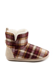 Totes Red Christmas Ladies Tartan Boot Slippers - Image 3 of 5