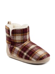 Totes Red Christmas Ladies Tartan Boot Slippers - Image 4 of 5