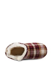 Totes Red Christmas Ladies Tartan Boot Slippers - Image 5 of 5