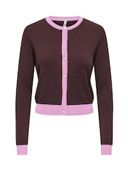 ONLY Purple Contrast Trim Button Through Cardigan - Image 1 of 2