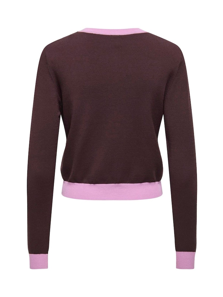 ONLY Purple Contrast Trim Button Through Cardigan - Image 2 of 2