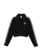 Victoria's Secret PINK Pure Black Reverse Fleece Polo Sweatshirt - Image 3 of 3