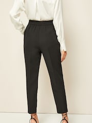 Friends Like These Black Button Waist Tailored Tapered Trousers - Image 2 of 4