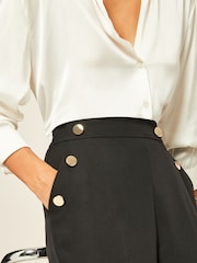 Friends Like These Black Button Waist Tailored Tapered Trousers - Image 4 of 4
