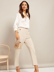 Friends Like These Camel Button Waist Tailored Tapered Trousers - Image 3 of 4