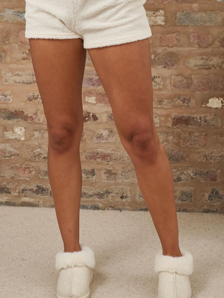 Loungeable Neutral Felt Fluffy Boots With Cuff - Image 3 of 4