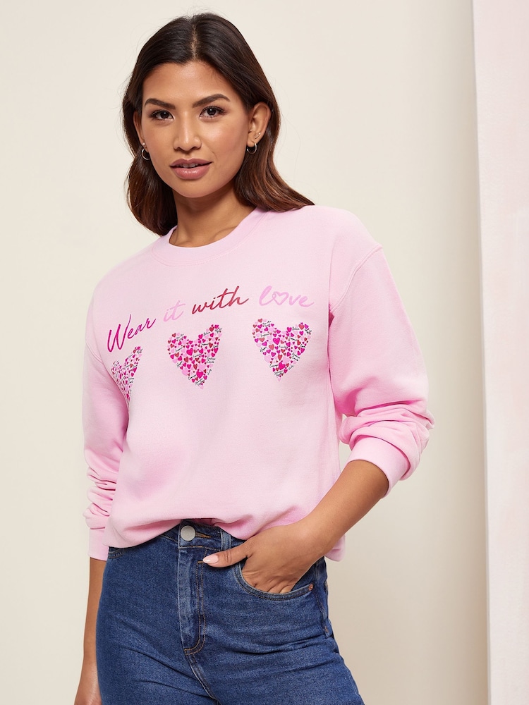 Wear it with Love Pink Hearts Sweatshirt - Women's - Image 1 of 4
