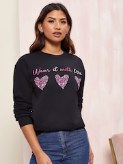 أسود قلوب - سويت شيرت Wear it with Love - النساء - صورة 1 من 4