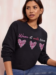أسود قلوب - سويت شيرت Wear it with Love - النساء - صورة 3 من 4
