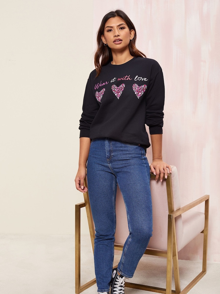 أسود قلوب - سويت شيرت Wear it with Love - النساء - صورة 4 من 4