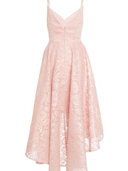 Quiz Pink Lace Strappy V Neck Dip Hem Dress - Image 5 of 5
