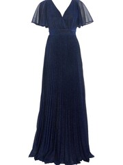 Quiz Blue Pleated Wrap Maxi Dress with Angelic Sleeves - Image 4 of 7