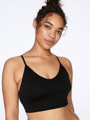 Victoria's Secret PINK Black Everyday Seamless LightlyLined Sports Bra - Image 1 of 3