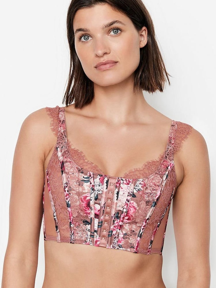 Victoria's Secret Vintage Rose Bloom Lace Unlined Non Wired Corset Bra Top - Image 1 of 1 Victoria's Secret Vintage Rose Bloom Lace Unlined Non Wired Corset Bra Top - Image 1 of 1