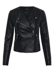 Vero Moda Black Collarless Faux Leather Biker Jacket - Image 5 of 5