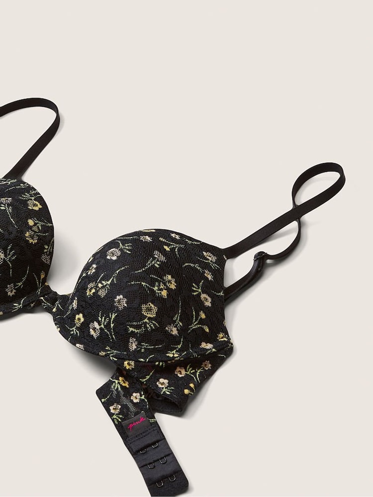 Victoria's Secret PINK Pure Black Floral Lace Lightly Lined T-Shirt Bra - Image 5 of 5