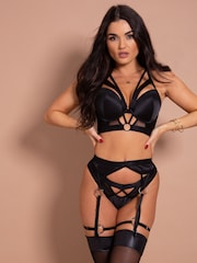 Pour Moi Black Longline Obsessed Double Strap Underwired Bra - Image 3 of 5