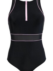 Pour Moi Black Energy Chlorine Resistant High Neck Zip Front Swimsuit - Image 4 of 5