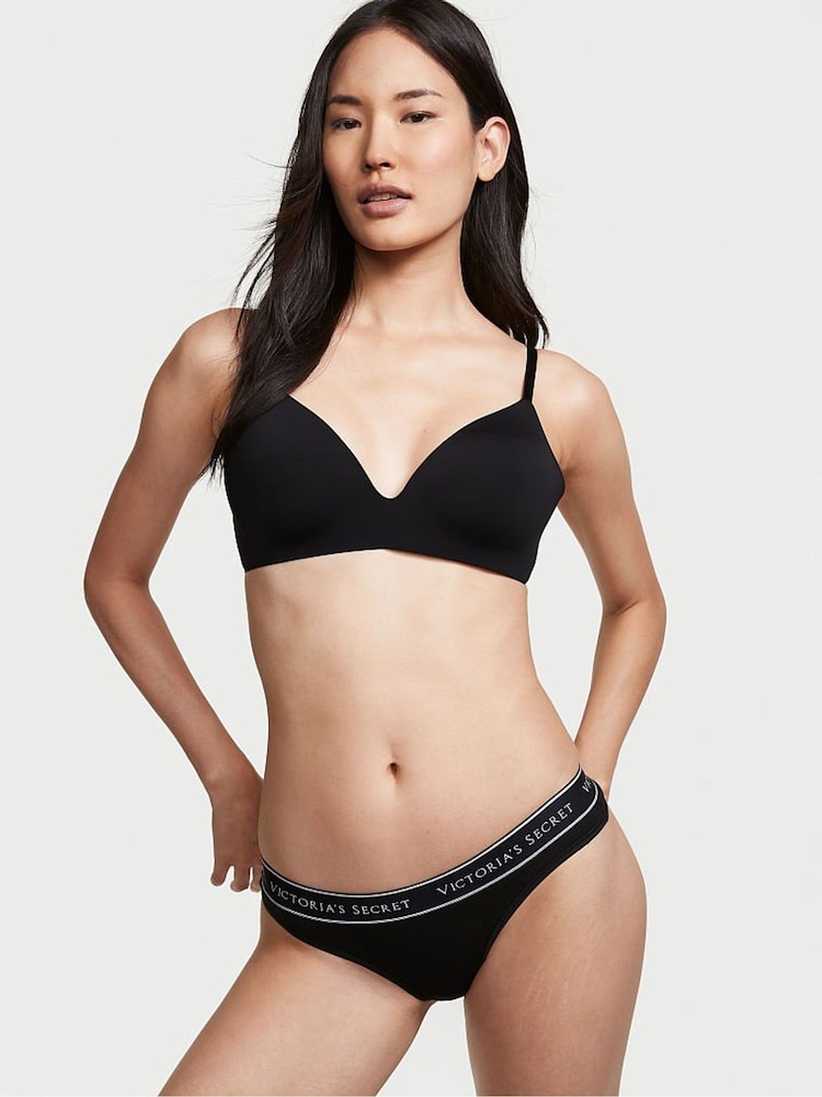 Victoria's Secret Black Thong Logo Knickers - Image 1 of 4