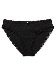 Victoria's Secret Stretch Cotton Lace Trim Bikini Panty - Image 1 of 2