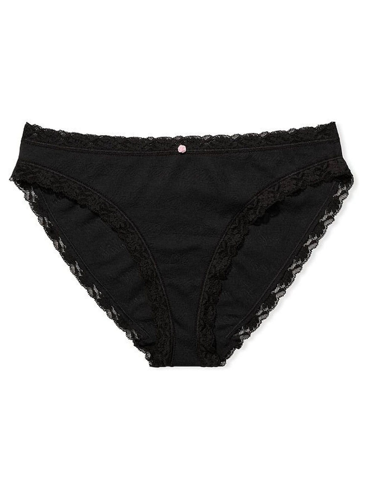 Victoria's Secret Stretch Cotton Lace Trim Bikini Panty - Image 1 of 2