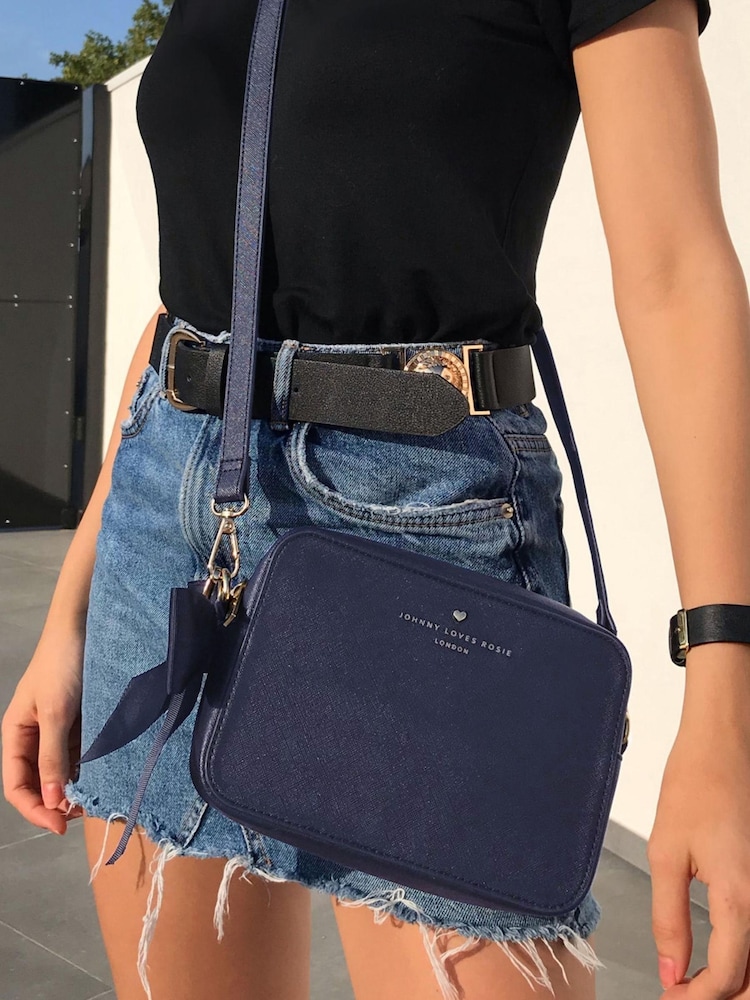 Johnny Loves Rosie Navy Blue Fran Crossbody Bag With Detachable Strap - Image 2 of 3 Johnny Loves Rosie Navy Blue Fran Crossbody Bag With Detachable Strap - Image 2 of 3