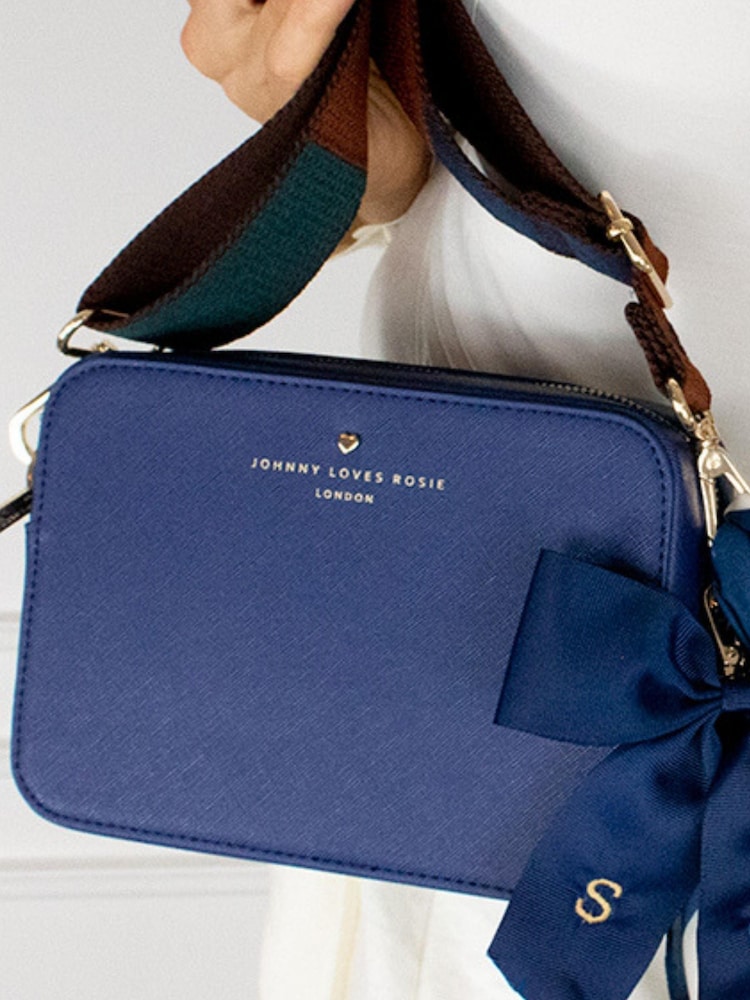 Johnny Loves Rosie Navy Blue Fran Crossbody Bag With Detachable Strap - Image 3 of 3 Johnny Loves Rosie Navy Blue Fran Crossbody Bag With Detachable Strap - Image 3 of 3