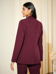 Friends Like These Burgundy Red Military Double Breasted Tailored Blazer - Image 2 of 4