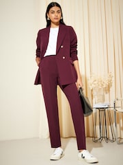 Friends Like These Burgundy Red Military Double Breasted Tailored Blazer - Image 3 of 4