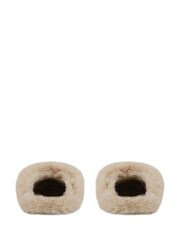Loungeable Neutral Square Toe Slim Mule Slippers - Image 4 of 5