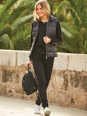 Sosandar Black Leopard Print Stripe Joggers - Image 5 of 6