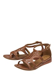 Braun - Ravel Damen Römersandalen aus Leder mit niedrigem Keilabsatz - Bild 2 von 4