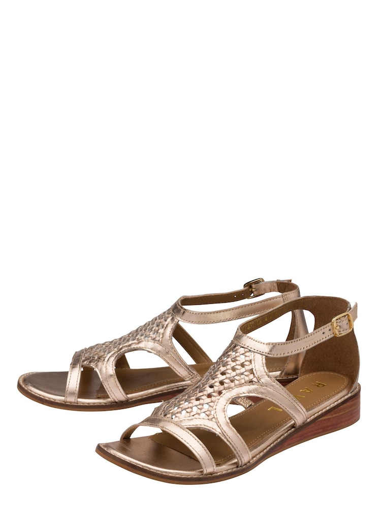 Gold - Ravel Damen Römersandalen aus Leder mit niedrigem Keilabsatz - Bild 2 von 4