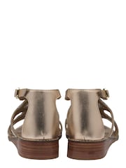 Gold - Ravel Damen Römersandalen aus Leder mit niedrigem Keilabsatz - Bild 3 von 4