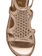 Gold - Ravel Damen Römersandalen aus Leder mit niedrigem Keilabsatz - Bild 4 von 4