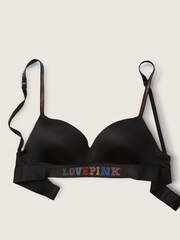 Victoria's Secret PINK Pure Black Shine Non Wired Push Up Smooth T-Shirt Bra - Image 3 of 5