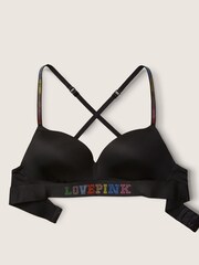 Victoria's Secret PINK Pure Black Shine Non Wired Push Up Smooth T-Shirt Bra - Image 4 of 5