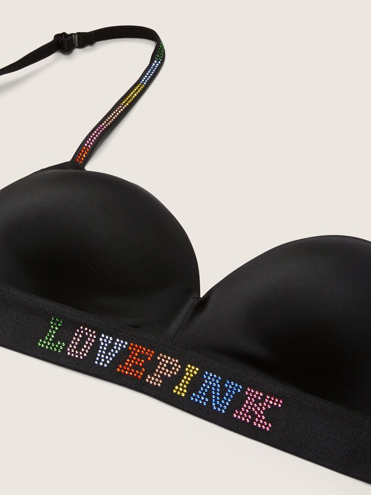 Victoria's Secret PINK Pure Black Shine Non Wired Push Up Smooth T-Shirt Bra - Image 5 of 5