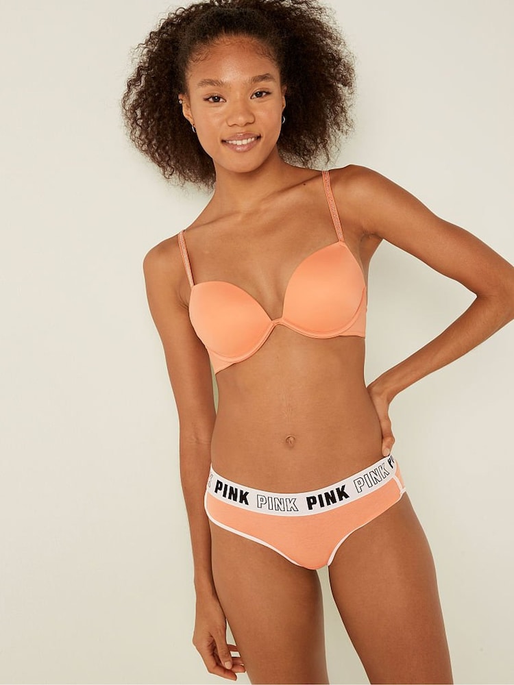 Victoria's Secret PINK Coral Cream Orange Add 2 Cups Smooth Push Up T-Shirt Bra - Image 1 of 5 Victoria's Secret PINK Coral Cream Orange Add 2 Cups Smooth Push Up T-Shirt Bra - Image 1 of 5