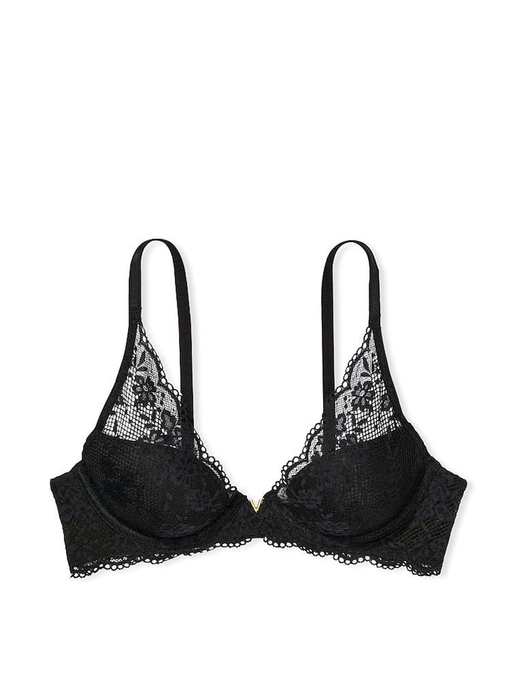 Victoria's Secret Black Lace Half Pad Plunge Bra - Image 3 of 3